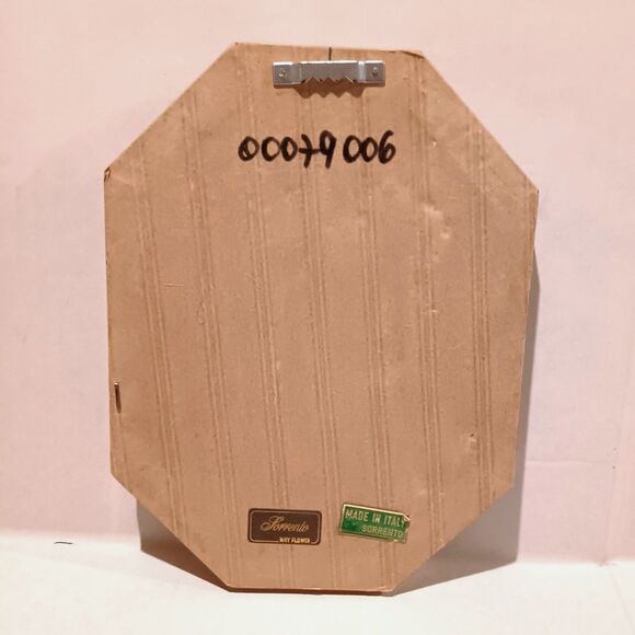 Vtg Mayflower Sorrento Inlaid Wood Framed Art-Floral-Octagonal-Marquetry-Italy - Picture 9 of 12